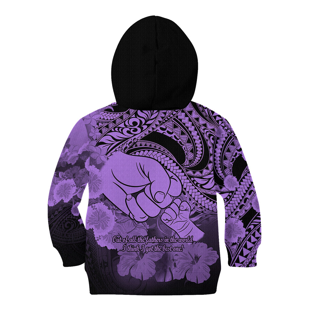 Polynesian Pride Happy Father Day Kid Hoodie I Love You Dad - Polynesian Tribal Purple - Wonder Print Shop