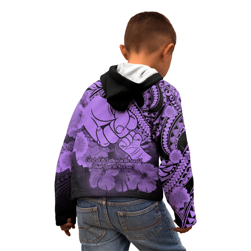Polynesian Pride Happy Father Day Kid Hoodie I Love You Dad - Polynesian Tribal Purple - Wonder Print Shop