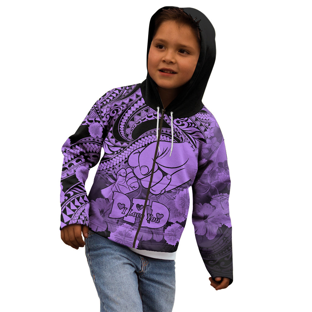 Polynesian Pride Happy Father Day Kid Hoodie I Love You Dad - Polynesian Tribal Purple - Wonder Print Shop