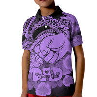 Polynesian Pride Happy Father Day Polo Shirt for Kid I Love You Dad Polynesian Tribal Purple - Wonder Print Shop