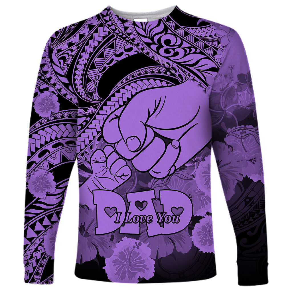 Polynesian Pride Happy Father Day Long Sleeve Shirt I Love You Dad - Polynesian Tribal Purple - Wonder Print Shop