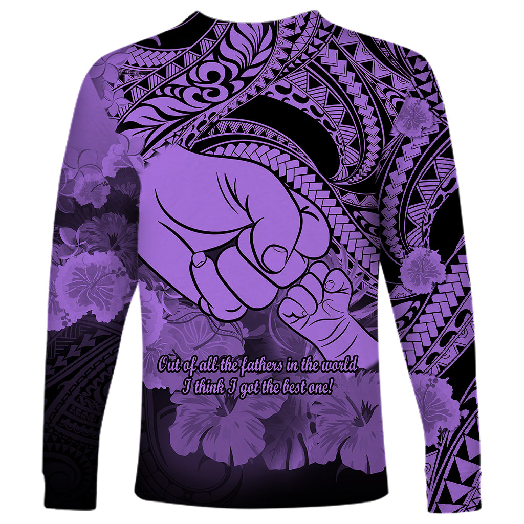 Polynesian Pride Happy Father Day Long Sleeve Shirt I Love You Dad - Polynesian Tribal Purple - Wonder Print Shop