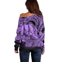 Polynesian Pride Happy Father Day Off Shoulder Sweater I Love You Dad - Polynesian Tribal Purple - Wonder Print Shop