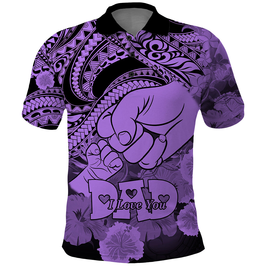 Polynesian Pride Happy Father Day Polo Shirt I Love You Dad Polynesian Tribal Purple - Wonder Print Shop
