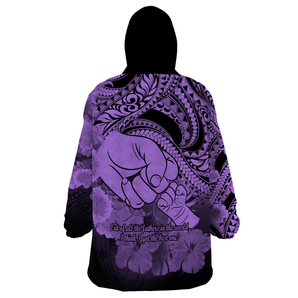Polynesian Pride Happy Father Day Wearable Blanket Hoodie I Love You Dad - Polynesian Tribal Purple - Wonder Print Shop