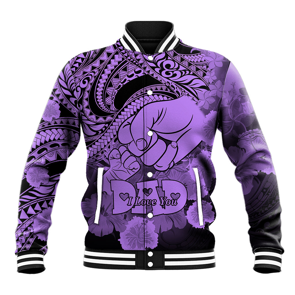 Personalised Polynesian Pride Happy Father Day Baseball Jacket I Love You Dad - Polynesian Tribal Purple LT9 - Wonder Print Shop