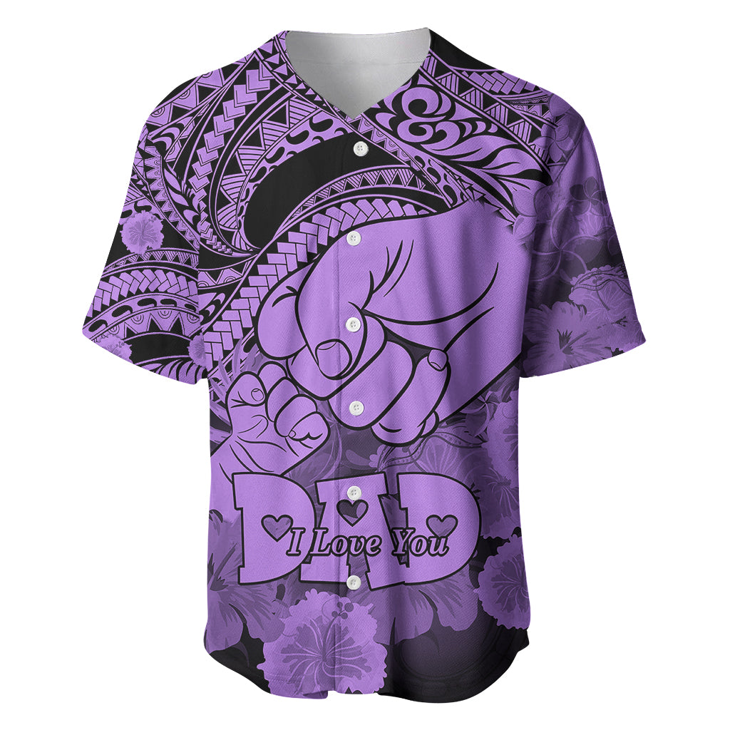 Personalised Polynesian Pride Happy Father Day Baseball Jersey I Love You Dad - Polynesian Tribal Purple LT9 - Wonder Print Shop