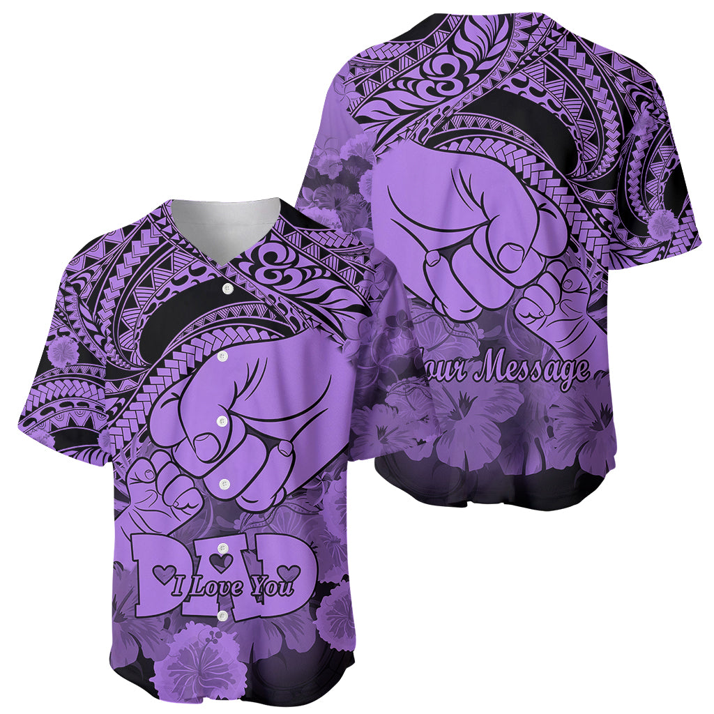 Personalised Polynesian Pride Happy Father Day Baseball Jersey I Love You Dad - Polynesian Tribal Purple LT9 - Wonder Print Shop