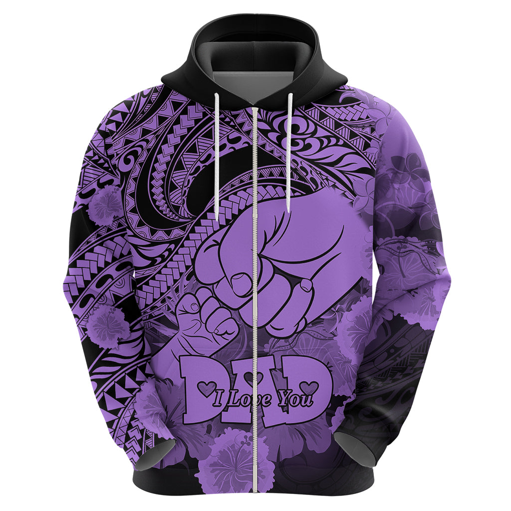 Personalised Polynesian Pride Happy Father Day Hoodie I Love You Dad - Polynesian Tribal Purple - Wonder Print Shop