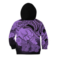 Personalised Polynesian Pride Happy Father Day Kid Hoodie I Love You Dad - Polynesian Tribal Purple - Wonder Print Shop