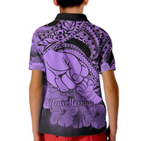 Custom Polynesian Pride Happy Father Day Polo Shirt for Kid I Love You Dad Polynesian Tribal Purple - Wonder Print Shop