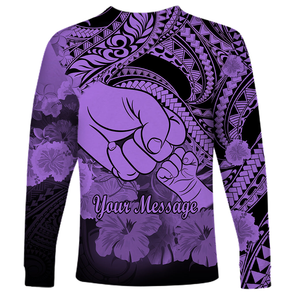 Personalised Polynesian Pride Happy Father Day Long Sleeve Shirt I Love You Dad - Polynesian Tribal Purple - Wonder Print Shop