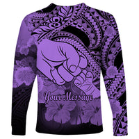Personalised Polynesian Pride Happy Father Day Long Sleeve Shirt I Love You Dad - Polynesian Tribal Purple - Wonder Print Shop