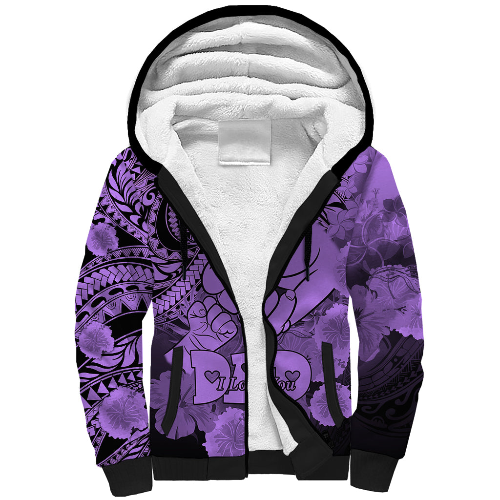 Personalised Polynesian Pride Happy Father Day Sherpa Hoodie I Love You Dad - Polynesian Tribal Purple - Wonder Print Shop
