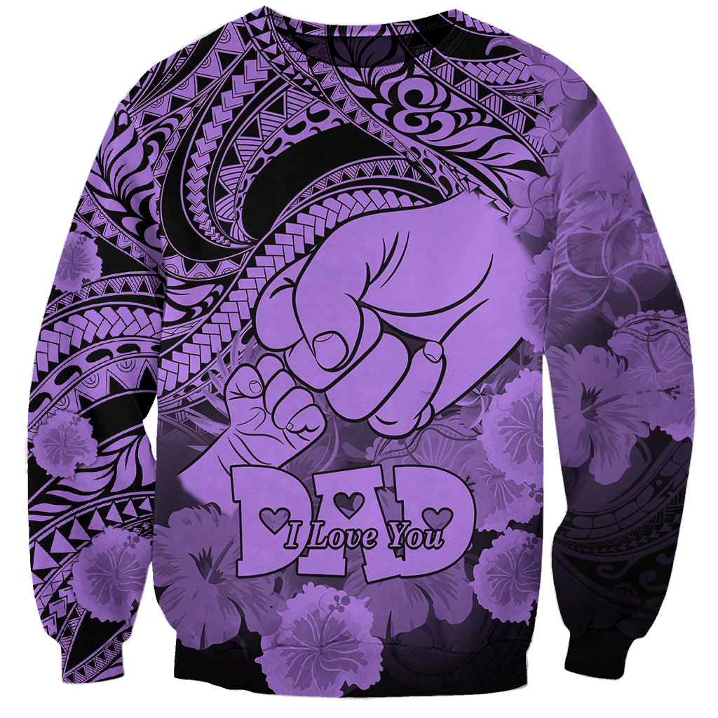 Personalised Polynesian Pride Happy Father Day Sweatshirt I Love You Dad - Polynesian Tribal Purple - Wonder Print Shop