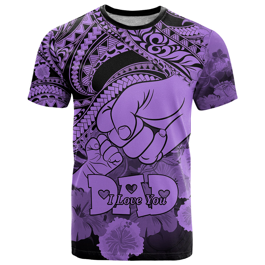 Personalised Polynesian Pride Happy Father Day T Shirt I Love You Dad - Polynesian Tribal Purple - Wonder Print Shop