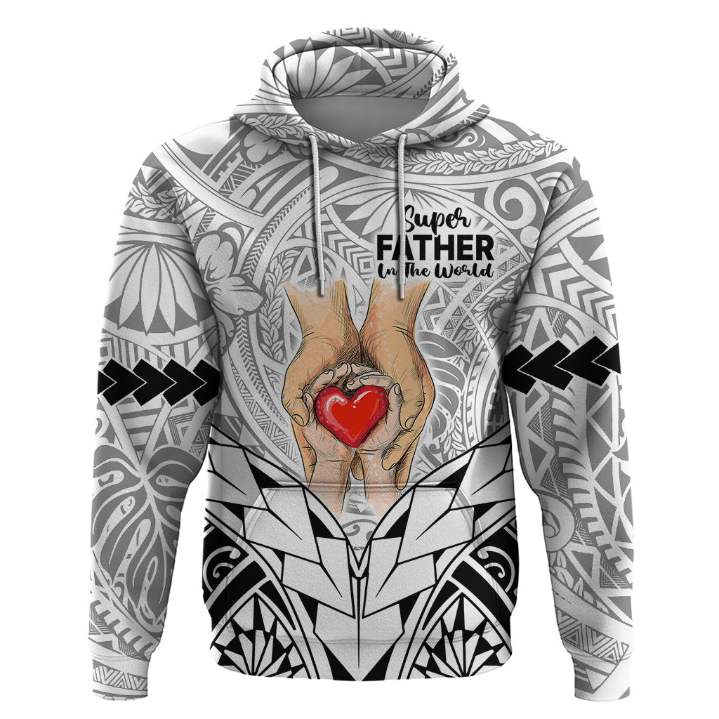 Polynesian Father's Day Gift For Dad Hoodie Super Father In The World - Black Polynesian Pattern - Wonder Print Shop