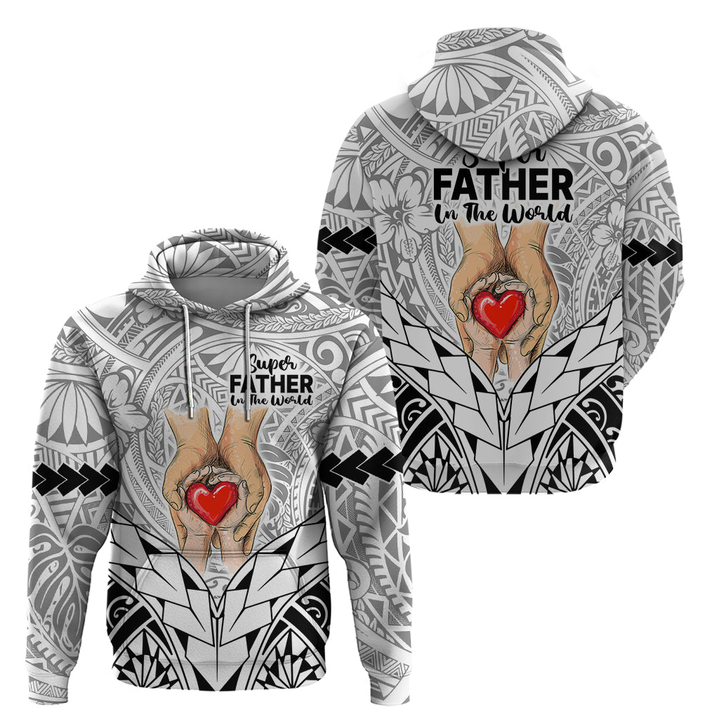 Polynesian Father's Day Gift For Dad Hoodie Super Father In The World - Black Polynesian Pattern - Wonder Print Shop