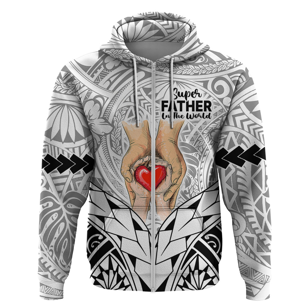 Polynesian Father's Day Gift For Dad Hoodie Super Father In The World - Black Polynesian Pattern - Wonder Print Shop