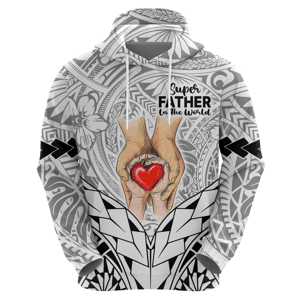 Polynesian Father's Day Gift For Dad Hoodie Super Father In The World - Black Polynesian Pattern - Wonder Print Shop
