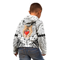 Polynesian Father's Day Gift For Dad Kid Hoodie Super Father In The World - Black Polynesian Pattern - Wonder Print Shop