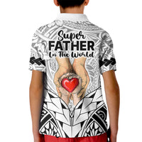 Polynesian Fathers Day Gift For Dad Polo Shirt for Kid Super Father In The World Black Polynesian Pattern - Wonder Print Shop