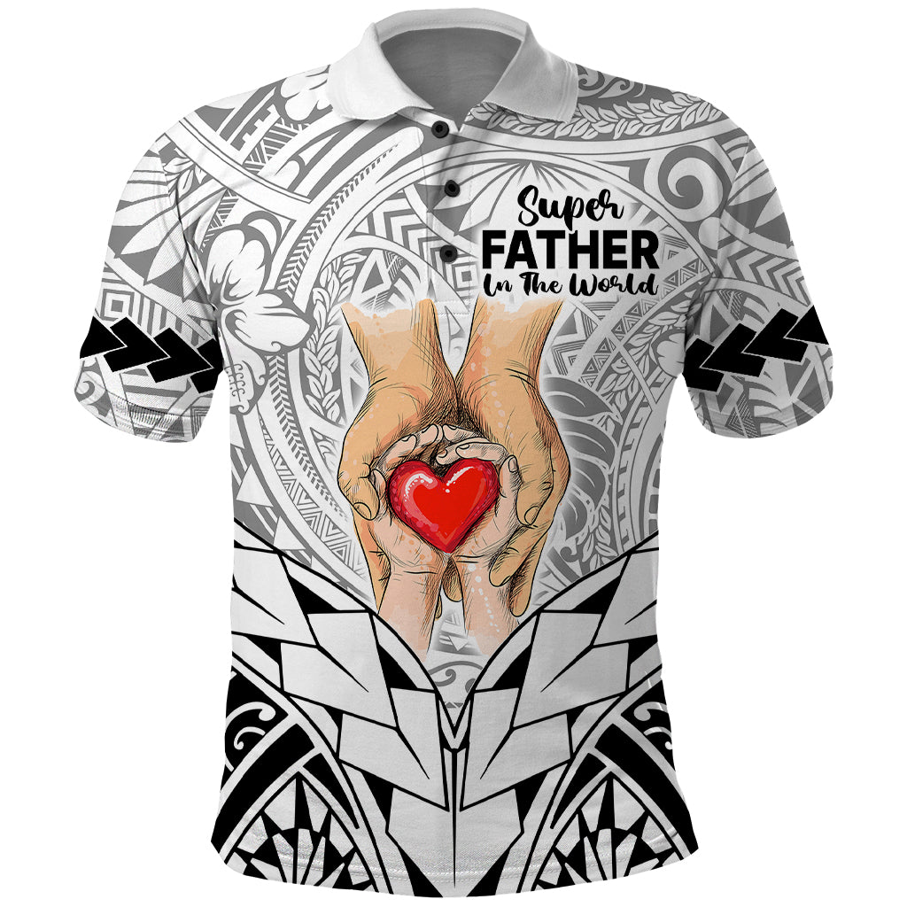 Polynesian Fathers Day Gift For Dad Polo Shirt Super Father In The World Black Polynesian Pattern - Wonder Print Shop