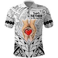 Polynesian Fathers Day Gift For Dad Polo Shirt Super Father In The World Black Polynesian Pattern - Wonder Print Shop