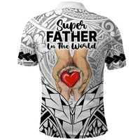 Polynesian Fathers Day Gift For Dad Polo Shirt Super Father In The World Black Polynesian Pattern - Wonder Print Shop