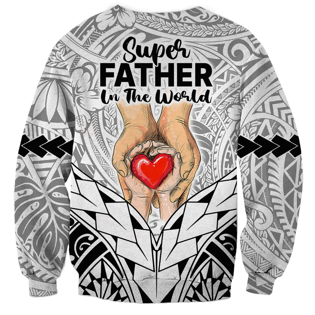 Polynesian Father's Day Gift For Dad Sweatshirt Super Father In The World - Black Polynesian Pattern - Wonder Print Shop