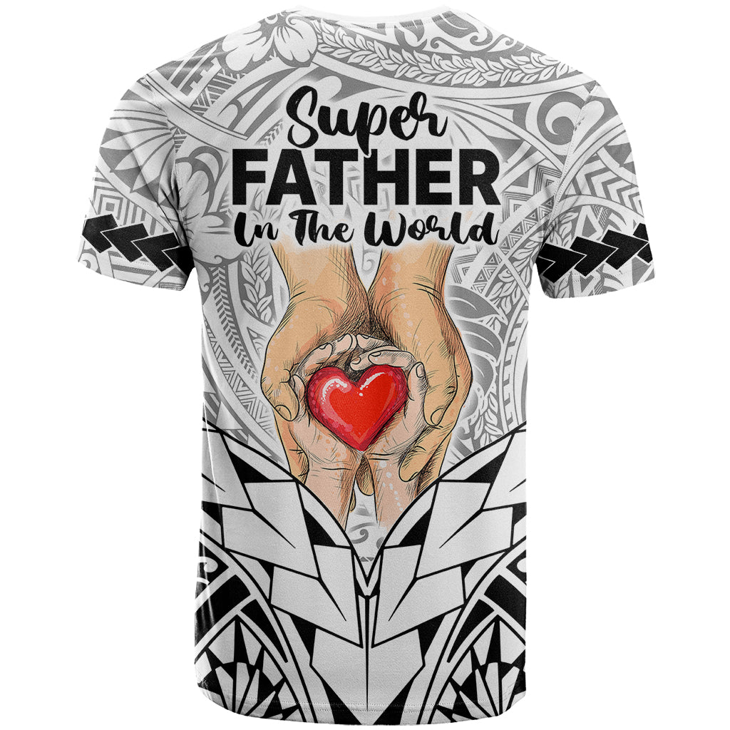 Polynesian Father's Day Gift For Dad T Shirt Super Father In The World - Black Polynesian Pattern - Wonder Print Shop