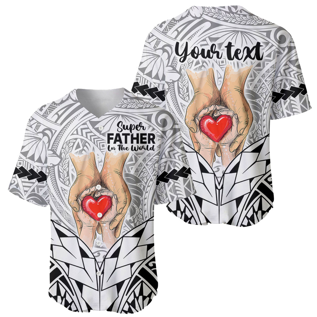 Personalised Polynesian Father's Day Gift For Dad Baseball Jersey Super Father In The World - Black Polynesian Pattern LT9 - Wonder Print Shop