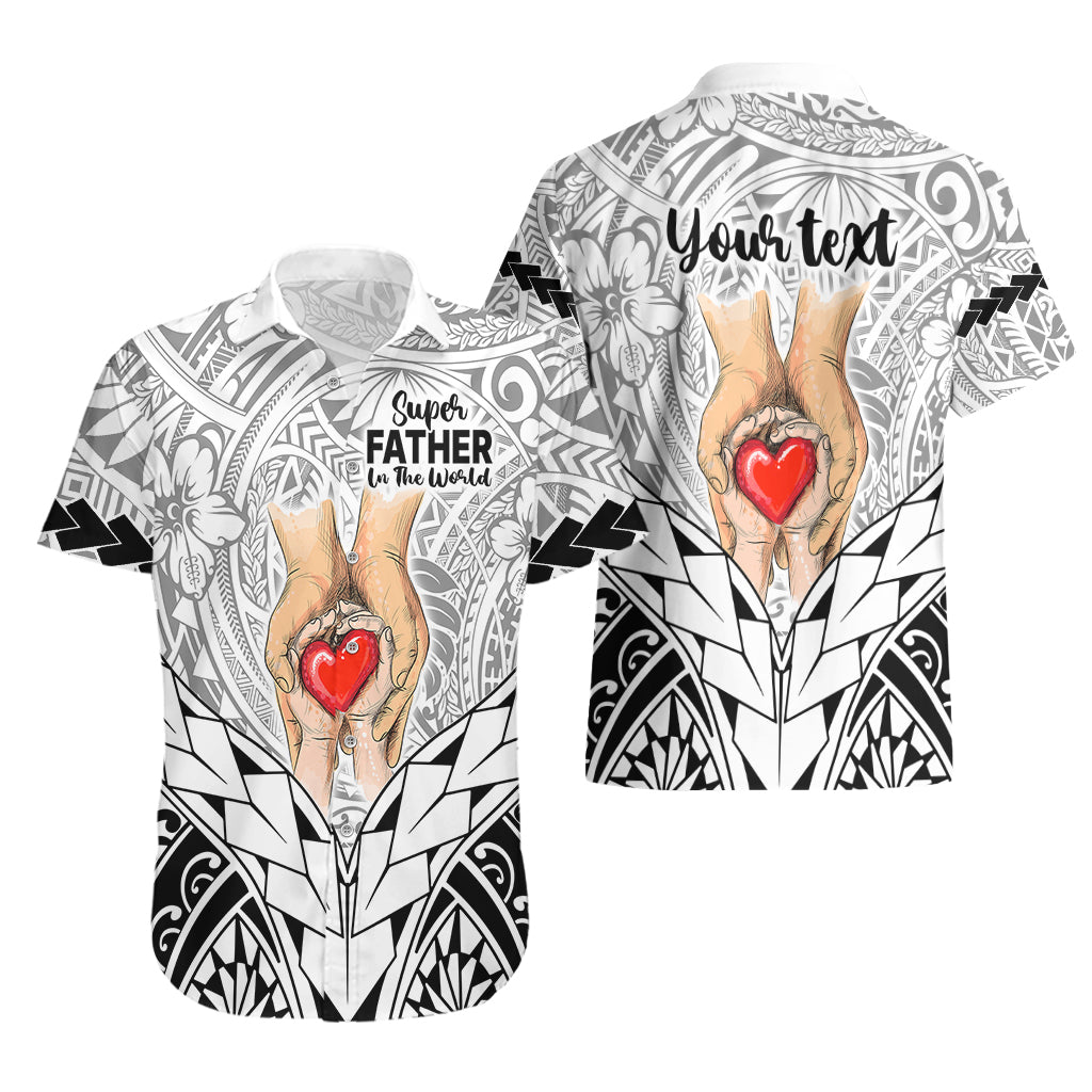 Personalised Polynesian Father's Day Gift For Dad Hawaiian Shirt Super Father In The World - Black Polynesian Pattern - Wonder Print Shop