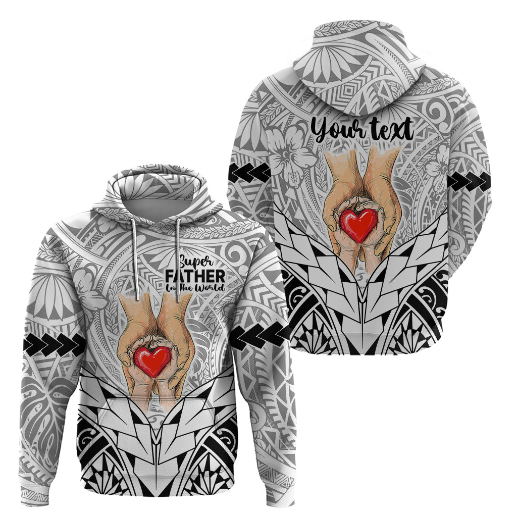 Personalised Polynesian Father's Day Gift For Dad Hoodie Super Father In The World - Black Polynesian Pattern - Wonder Print Shop
