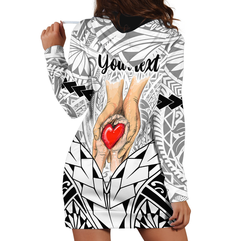 Personalised Polynesian Father's Day Gift For Dad Hoodie Dress Super Father In The World - Black Polynesian Pattern - Wonder Print Shop