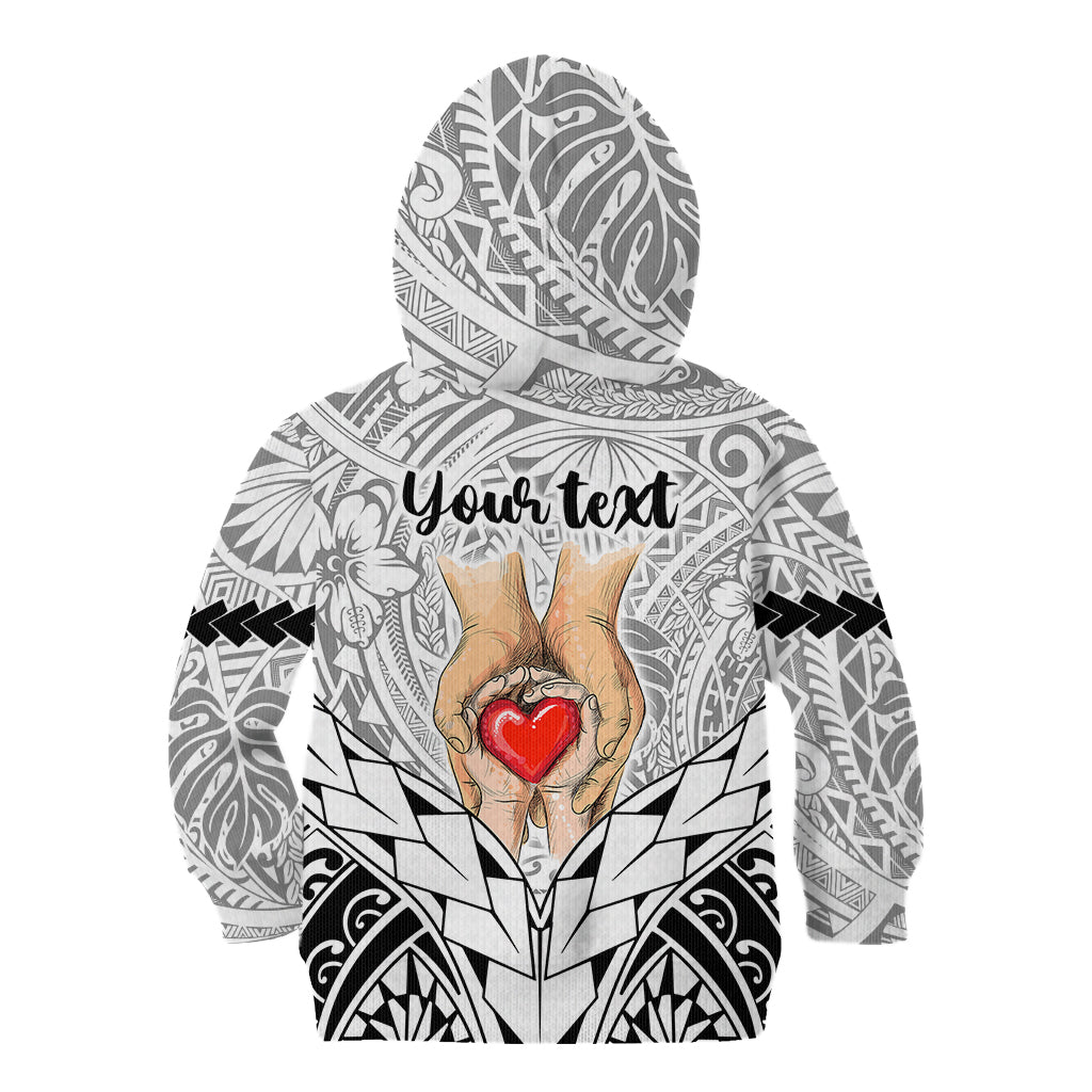 Personalised Polynesian Father's Day Gift For Dad Kid Hoodie Super Father In The World - Black Polynesian Pattern - Wonder Print Shop