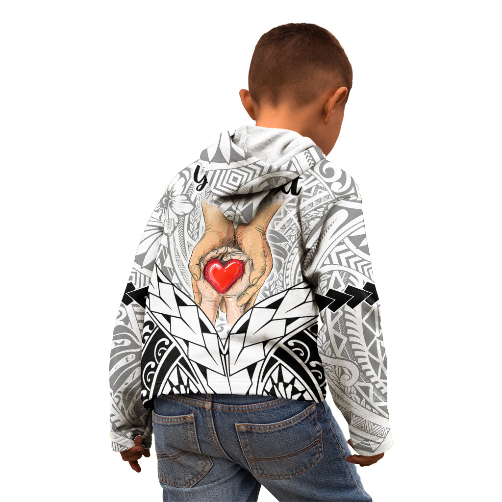 Personalised Polynesian Father's Day Gift For Dad Kid Hoodie Super Father In The World - Black Polynesian Pattern - Wonder Print Shop