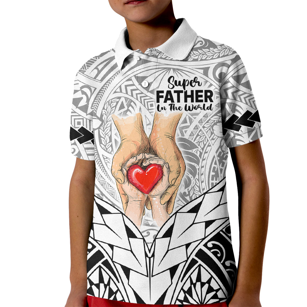 Custom Polynesian Fathers Day Gift For Dad Polo Shirt for Kid Super Father In The World Black Polynesian Pattern - Wonder Print Shop