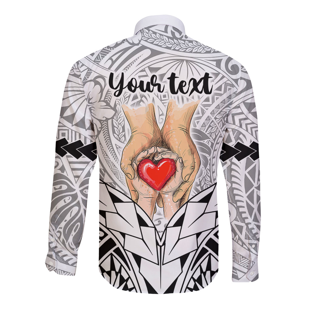 Personalised Polynesian Father's Day Gift For Dad Long Sleeve Button Shirt Super Father In The World - Black Polynesian Pattern - Wonder Print Shop