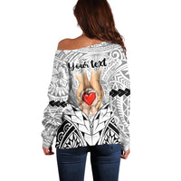 Personalised Polynesian Father's Day Gift For Dad Off Shoulder Sweater Super Father In The World - Black Polynesian Pattern - Wonder Print Shop