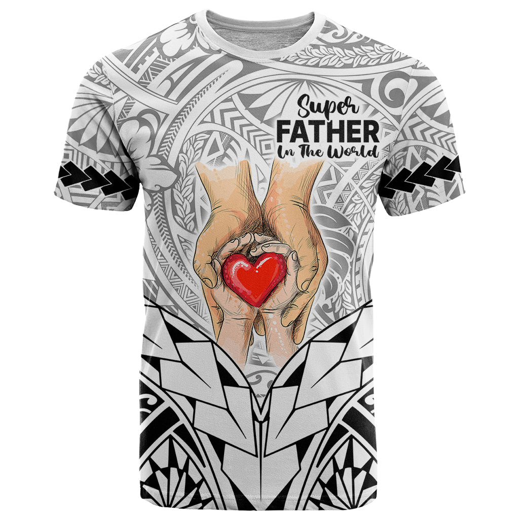 Personalised Polynesian Father's Day Gift For Dad T Shirt Super Father In The World - Black Polynesian Pattern - Wonder Print Shop