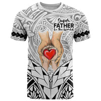 Personalised Polynesian Father's Day Gift For Dad T Shirt Super Father In The World - Black Polynesian Pattern - Wonder Print Shop