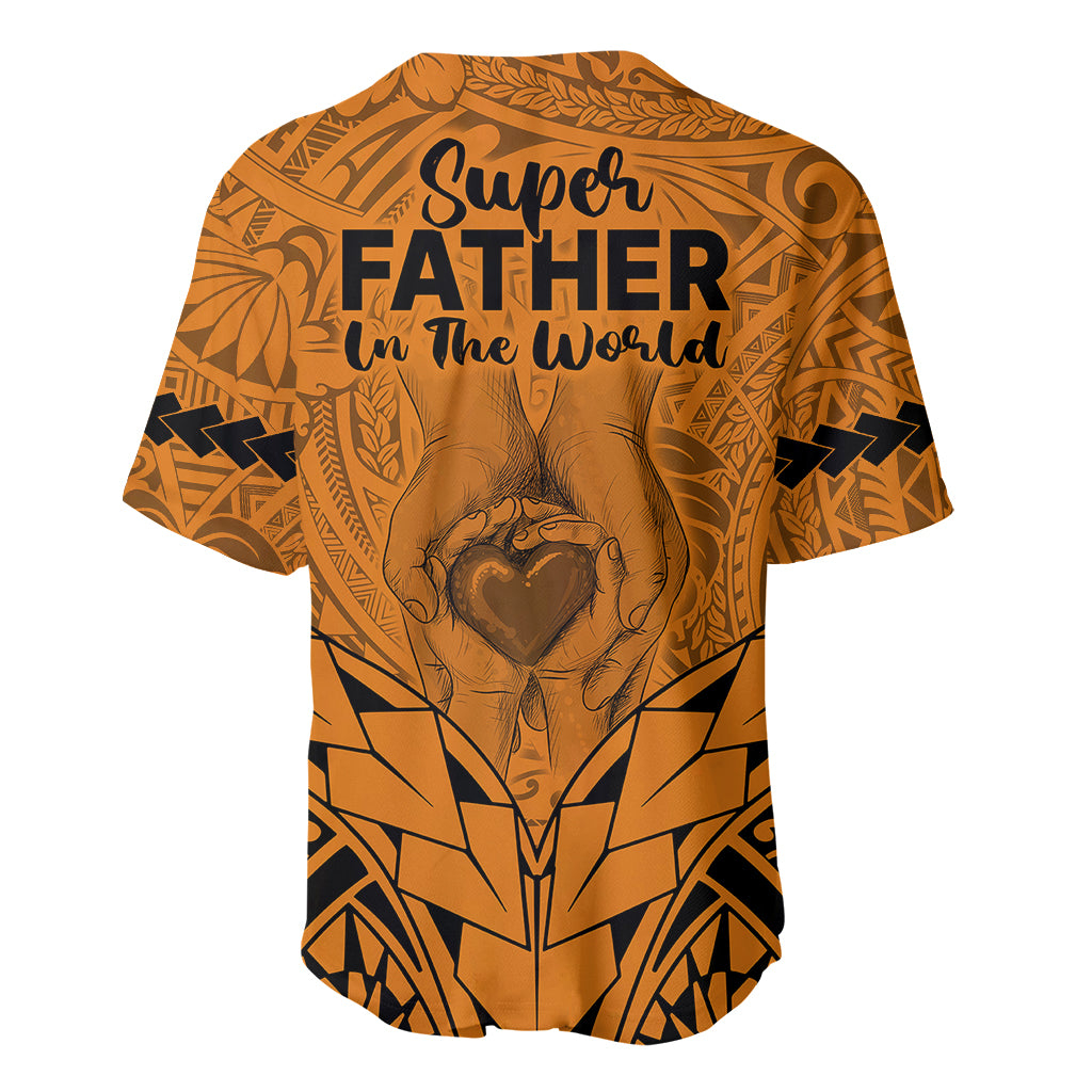 Polynesian Father's Day Gift For Dad Baseball Jersey Super Father In The World - Gold Polynesian Pattern LT9 - Wonder Print Shop