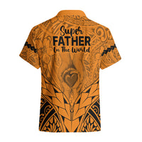 Polynesian Father's Day Gift For Dad Hawaiian Shirt Super Father In The World - Gold Polynesian Pattern - Wonder Print Shop