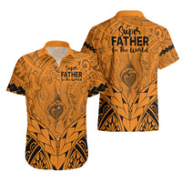 Polynesian Father's Day Gift For Dad Hawaiian Shirt Super Father In The World - Gold Polynesian Pattern - Wonder Print Shop