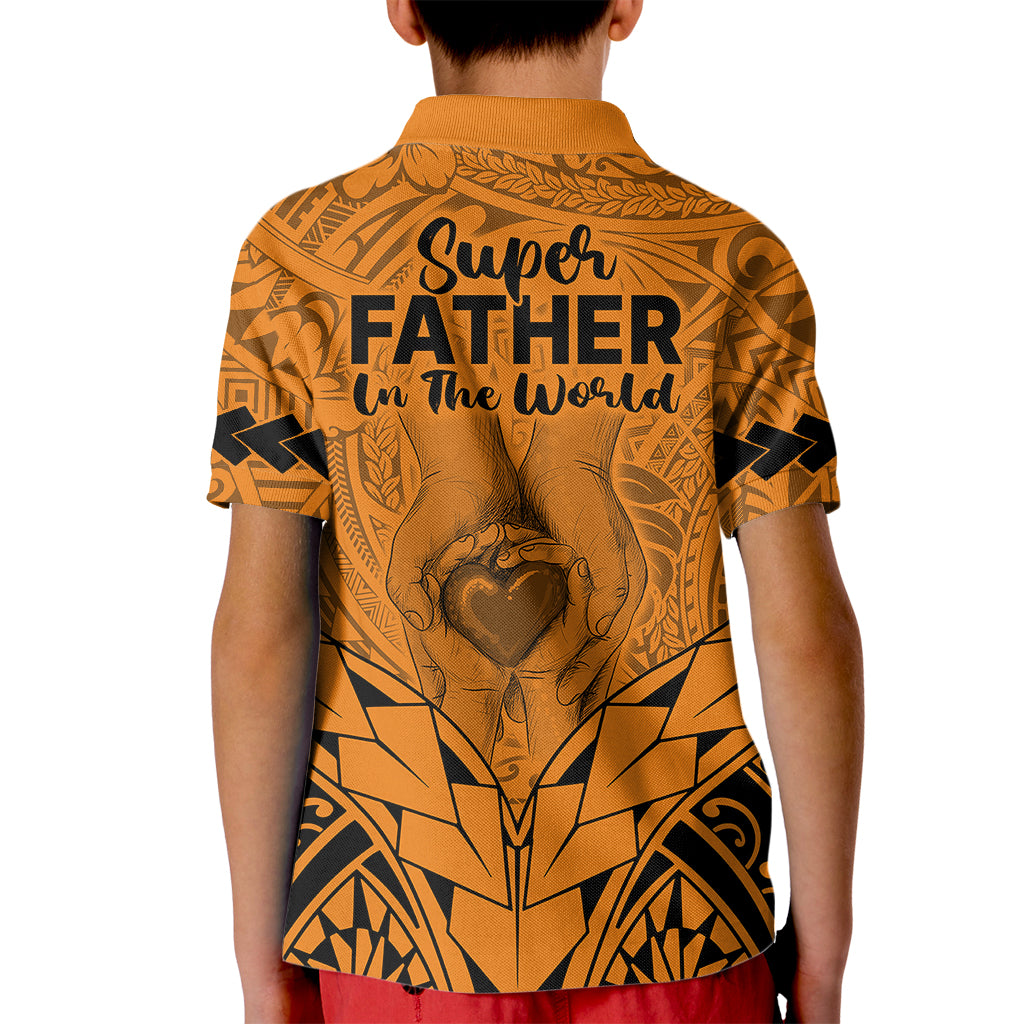 Polynesian Fathers Day Gift For Dad Polo Shirt for Kid Super Father In The World Gold Polynesian Pattern - Wonder Print Shop