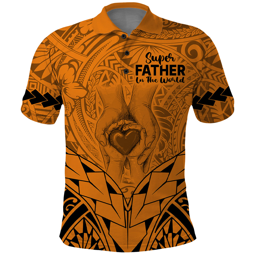 Polynesian Fathers Day Gift For Dad Polo Shirt Super Father In The World Gold Polynesian Pattern - Wonder Print Shop