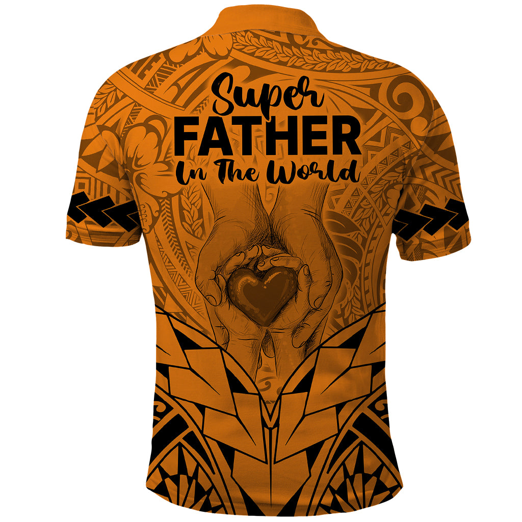 Polynesian Fathers Day Gift For Dad Polo Shirt Super Father In The World Gold Polynesian Pattern - Wonder Print Shop