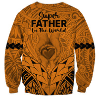 Polynesian Father's Day Gift For Dad Sweatshirt Super Father In The World - Gold Polynesian Pattern - Wonder Print Shop