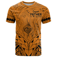 Polynesian Father's Day Gift For Dad T Shirt Super Father In The World - Gold Polynesian Pattern - Wonder Print Shop